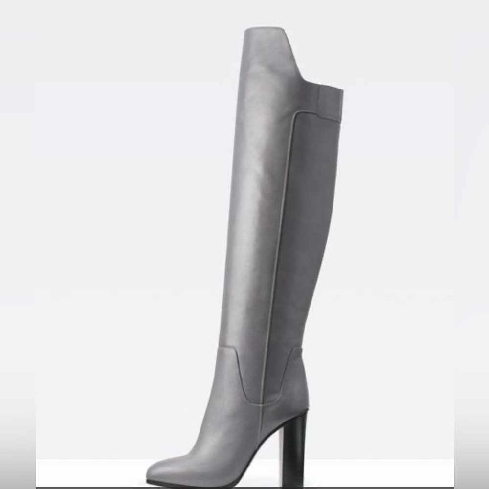 Vince Grey Leather over the knee boots